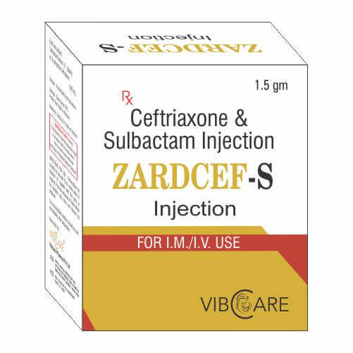 Ceftriaxone Sulbactam Zardcef S Yetzone Vibcare Pharma