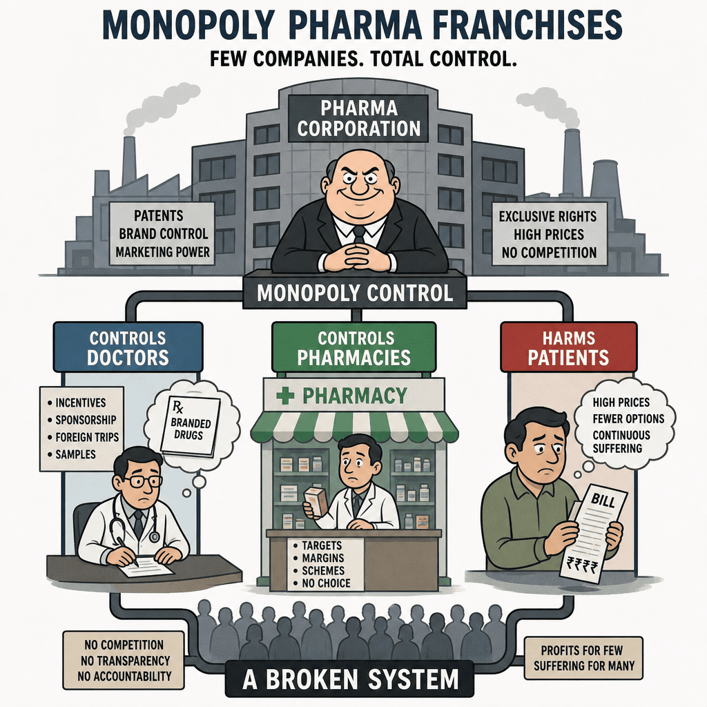 Graphic illustrating monopoly pharma franchises