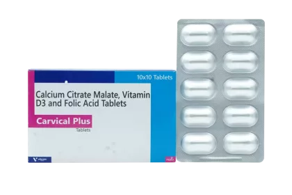 Carvical Plus calcium citrate malate vitamin D3 folic acid tablets – Vibcare gynae PCD franchise