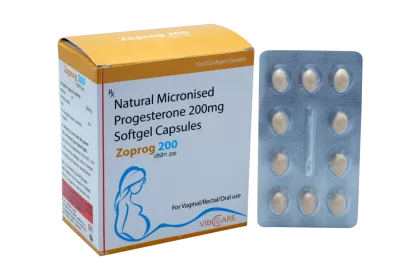 Zoprog 200 natural micronised progesterone softgel capsules – Vibcare gynae PCD franchise range